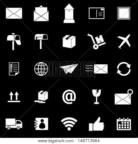 Post icons on black background, stock vector