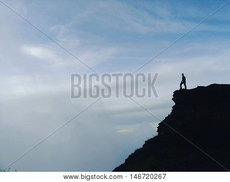 pelawangan mountain rinjani siluet sunset indonesia lombok