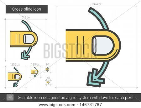 Cross-slide vector line icon isolated on white background. Cross-slide line icon for infographic, website or app. Scalable icon designed on a grid system.