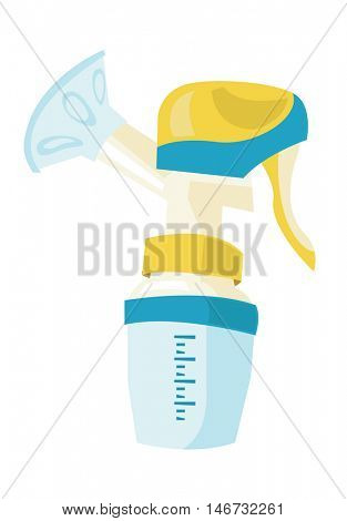 Manual breast pump vector flat design illustration isolated on white background.