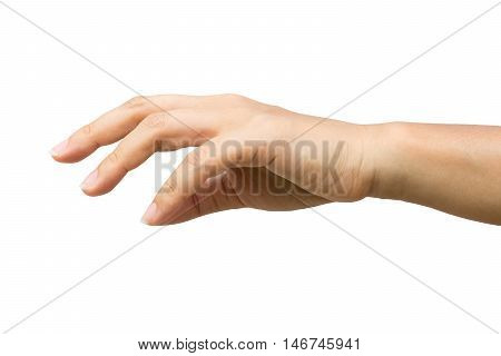 Women hand reaching for something.Clipping path included