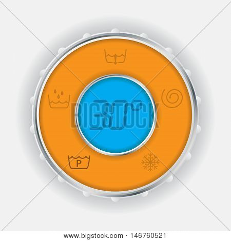 Wash machine control panel with dual color lcd showing temperature program options