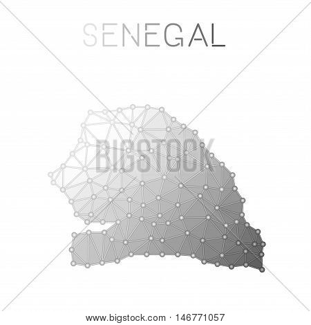 Senegal Polygonal Vector Map. Molecular Structure Country Map Design. Network Connections Polygonal