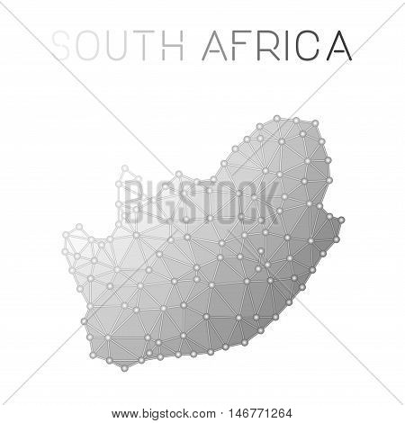 South Africa Polygonal Vector Map. Molecular Structure Country Map Design. Network Connections Polyg