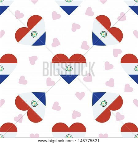 Paraguay Independence Day Seamless Pattern. Patriotic Background With Country National Flag In The S
