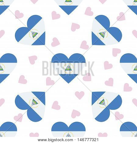 Nicaragua Independence Day Seamless Pattern. Patriotic Background With Country National Flag In The