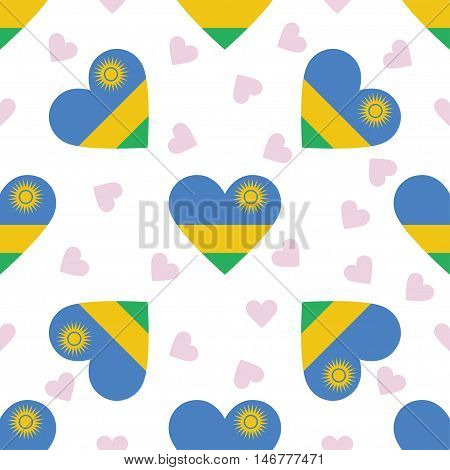 Rwanda Independence Day Seamless Pattern. Patriotic Background With Country National Flag In The Sha