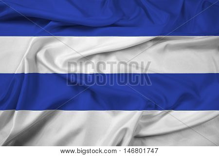 Waving Flag of Oslo Norway 1924-2000, with beautiful satin background. 3D illustration
