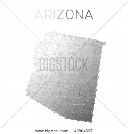 Arizona Polygonal Vector Map. Molecular Structure Us State Map Design. Network Connections Polygonal