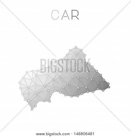 Central African Republic Polygonal Vector Map. Molecular Structure Country Map Design. Network Conne