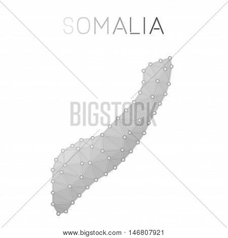 Somalia Polygonal Vector Map. Molecular Structure Country Map Design. Network Connections Polygonal