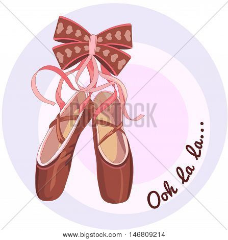 Ballet shoes Illustration shoes with ribbons. Vector Illustration of a cartoon icon isolated on white background