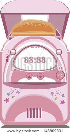 Illustration of pink bread maker. Vector Illustration of a cartoon icon