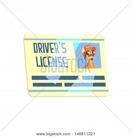 Trucker Drivers License Truck Driver Job Related Item Cool Colorful Vector Illustration In Stylized Geometric Cartoon Design