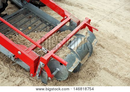 Beach cleaner machine, closeup