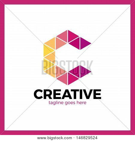 Clever, Creative, Triangle, Colorful, Letter C Logo. Smart And Idea Logotype