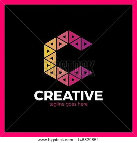 Clever, Creative, Triangle, Colorful, Letter C Logo. Smart And Idea Logotype