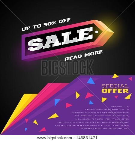 Exclusive Sale Vector Banner. Shoping Tag, Background And Coupon. Modern Retro Sport Style Logotype