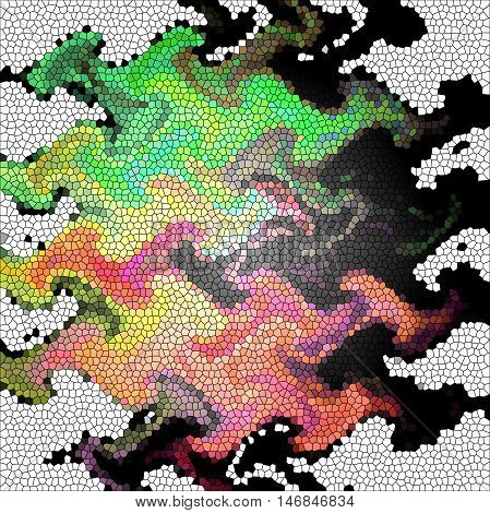 Abstract coloring background of the shadows gradient with visual wave,poolar coordinates and stained glass effects