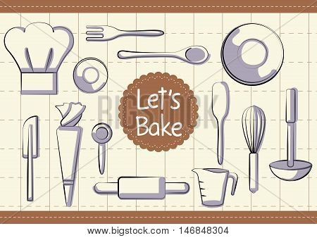 chef bakery ware kitchen vector equipment set