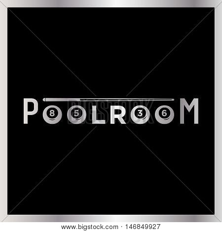 Billiard Or Snooker Poolroom Design For Sports, Leisure Or Club Logo Emblem Red
