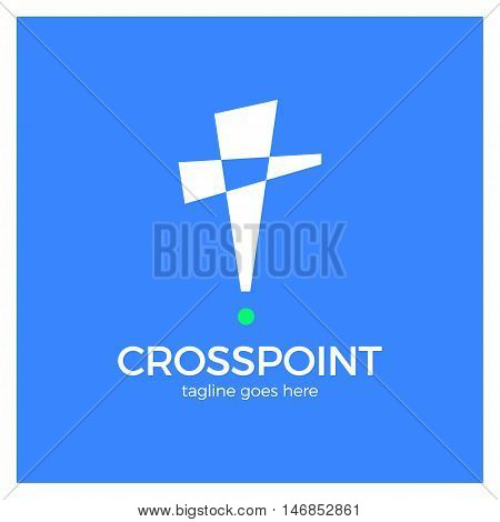 Cross Point Logo. Church Pin Logotype. Christian Location Icon. Alert.