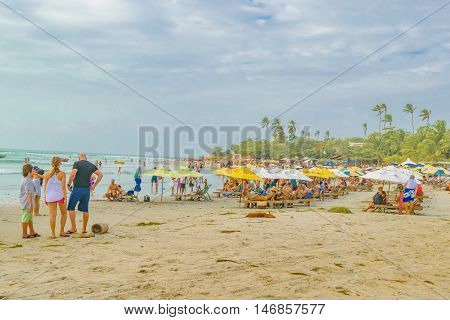 JERICOACOARA, BRAZIL, DECEMBER - 2015 - People at the most famous beach of Jericoacoara in Brazil