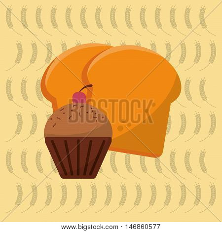 flat design assorted pastry image vector illustration