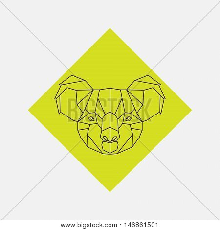 Geometric vector of koala animal head drawn in line or triangle style suitable for modern tattoo templates icons or logo elements.