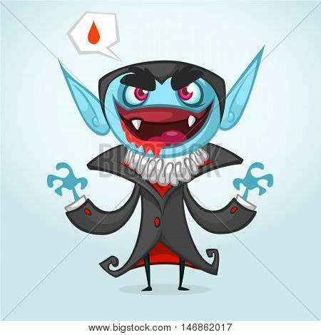 Cute cartoon vampire smiling. Vector illustration for Halloween