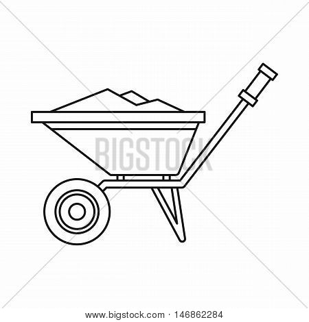 Wheelbarrow icon in outline style on a white background vector illustration