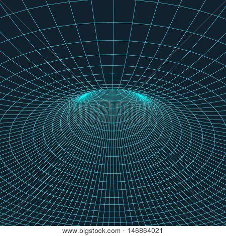 Wireframe mesh polygonal element. Torus with connected lines and dots. Vector Illustration .