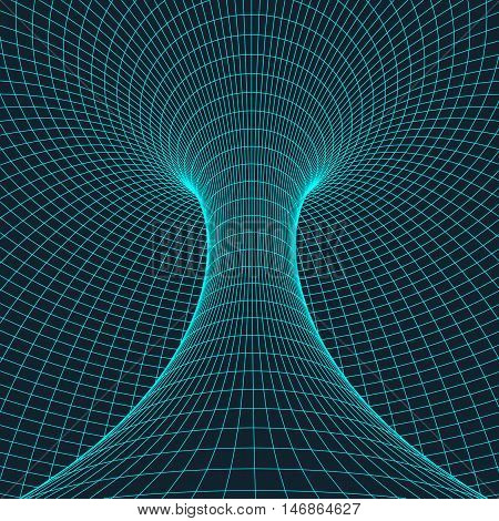 Wireframe mesh polygonal element. Torus with connected lines and dots. Vector Illustration .
