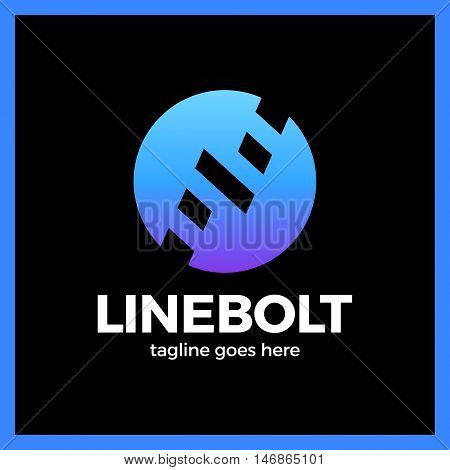 Circle Bolt Logo. Simple Line Flash Logotype