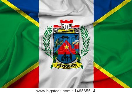 Waving Flag of Periquito Brazil, with beautiful satin background