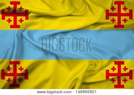 Waving Flag of Popayan Colombia, with beautiful satin background