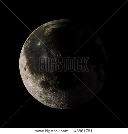Moon Solar System Planet On Black Background 3D Rendering. Elements Of This Image Furnished By Nasa