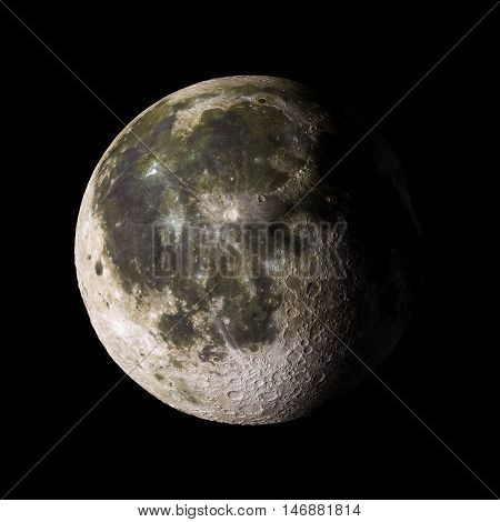 Moon Solar System Planet On Black Background 3D Rendering. Elements Of This Image Furnished By Nasa