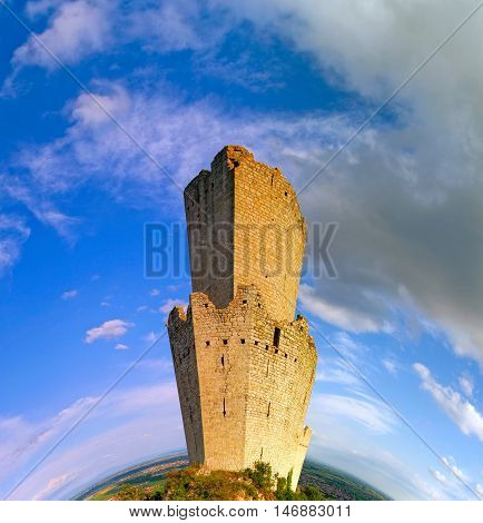 Majestic Medieval Castle Ruins On The Top Of The Hill