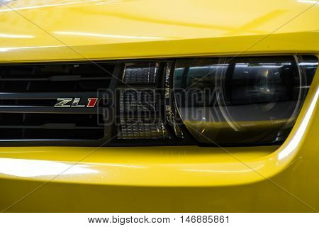 BANGKOK, THAILAND - AUGUST 30, 2016 : Closeup of ZL1 badge on front grill of Chevloret ZL1 2015 model
