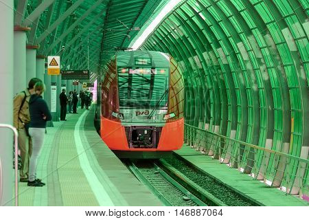 Lastochka Commuter Train At The Railway Station