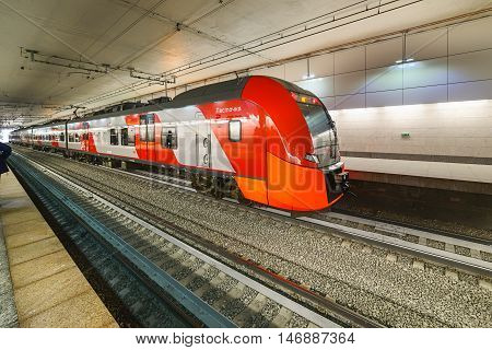 Lastochka Commuter Train. Moscow Central Circle Line.
