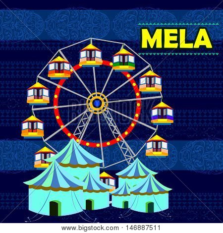 easy to edit vector illustration of Indian Mela Funfair representing colorful India