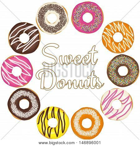 Donuts set vector illustration. Donuts isolated on white.