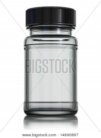 Bouteille en verre médical.