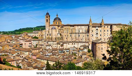 Urbino is a walled city in the Marche region of Italy, medieval town on the hill