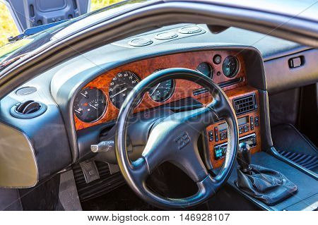 Mogliano VenetoItaly Sept 112016:Photo of a Bugatti EB 110 at meeting Top Selection 2016.The Bugatti EB 110 was a mid-engine sports car produced by Bugatti Automobili S.p.A. from 1991 to 1995 when the company went bankrupt.