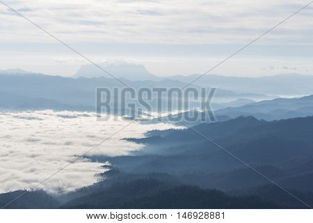 Sea Of Mist With Doi Luang Chiang Dao, View Form Doi Dam in Wianghaeng Chiangmai Thailand