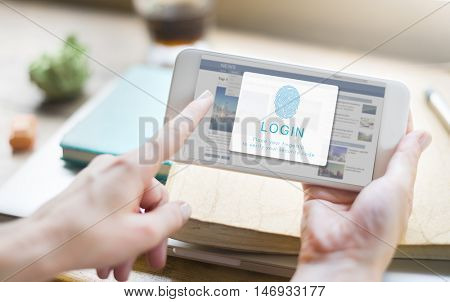 Fingerprint Password Biometrics Technology Concept