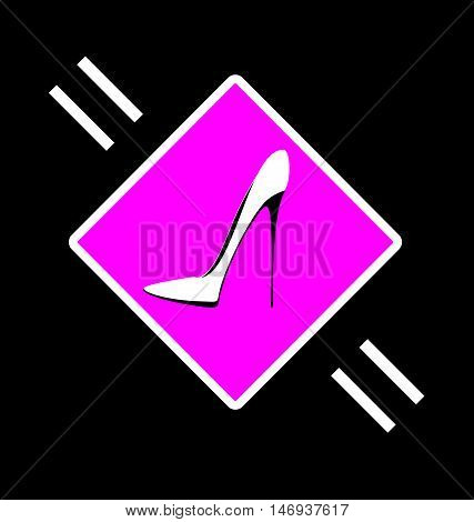 dark background and abstract image cup of shoe consisting of lines in the pink sign